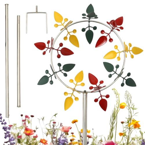 Molino De Viento para Jardín,Estaca De Molino De Viento Metálico De Colores para Exterior | Decoración De Jardín Giratoria para Entrada Terraza