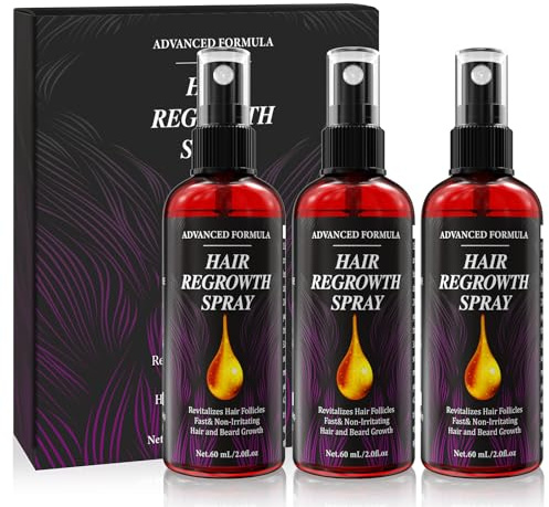Voltuno Spray Capilar para el Crecimiento del Cabello, para Mujer y Hombre, con Ricino y Romero, Promueve el Crecimiento Capilar, Fresco y No Grasoso, 60 ml × Pack de 3
