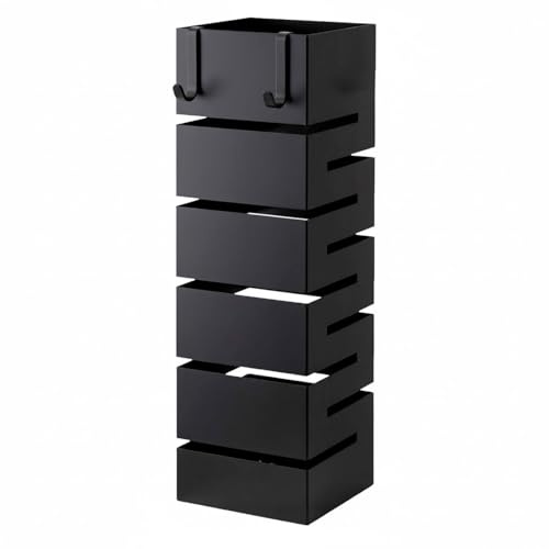 Bricozone Portaombrelli In Metallo Moderno Da Interno Ed Esterno Con Vaschetta Scolapioggia E Ganci Removibili Design Elegante Per Ingresso Casa E Ufficio (Nero)