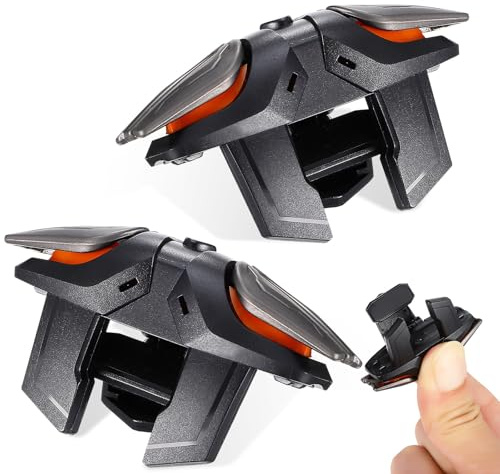 Amosfun Trigger di Gioco per Cellulare con Grilletto Ergonomico e Guanti Protettivi, Controller di Gioco Mobile Compatibile con Smartphone, Accessori Gaming con Cavo di Ricarica ad Alta