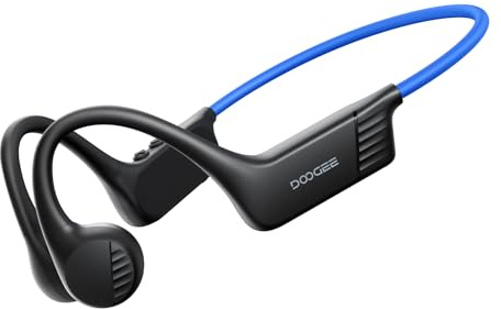 DOOGEEEco Bone Beat Run Auriculares Conduccion Osea, Auriculares Deportivos Inalámbricos IP66 Impermeables Sin Tapones, 10h Autonomía Carga Rápida Oído Abierto para Running Ciclismo Gimnasio - Azul