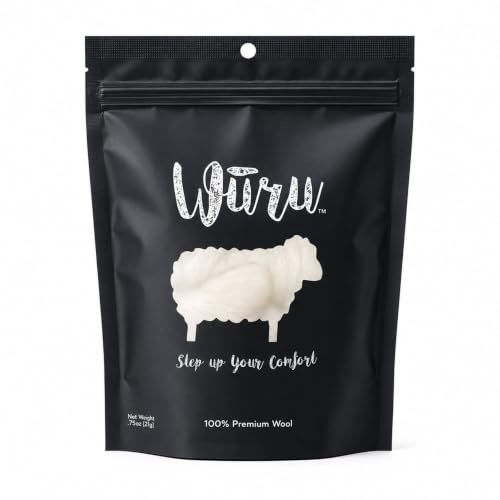 Wuru Blister Prevention Lambs Wool for Toes & Feet, 100% Merino Wool (1 pk)