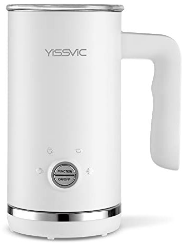 Yissvic Montalatte Elettrico Cappuccino 4 in 1 Schiumatore 600W 300ml Montalatte in Acciaio Inox Rivestimento Antiaderente per Caffè, Latte, Cappuccino, Bianco