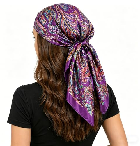 FAIRYGATE Silk Scarf Head Scarves 35 Large Square Lightweight Headscarf Women’s Hair Wraps Satin Scarfs 74008