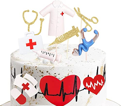 YGCHEN Tortendeko Krankenschwester Cupcake Toppers Nurse Kunstharz Kuchendeckel Glitter Nursing Kuchen Deko Medical Themed Geburtstagsfeier Partyzubehör (16 Stück)