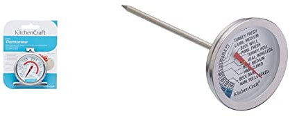 KitchenCraft Oven & Meat Thermometer, Stainless Steel, Silver, Analog, 50-300°C, 54-88°C, Reusable