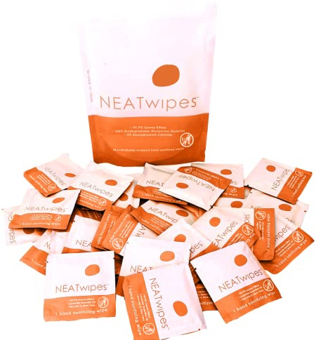 NEATwipes Sanitizing Wipes for Adults, Travel Size (Fresh Citrus, 24 Wipes)