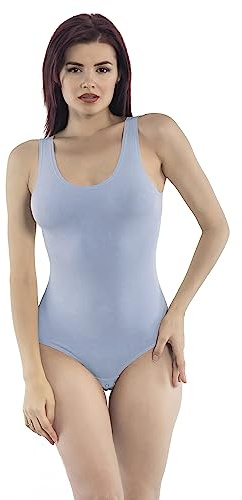 Magi Body para mujer, sin mangas, de algodón, con ajuste óptimo, azul claro, XXL