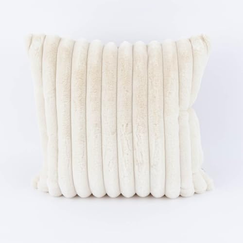 MAGMA Raya Kissenhülle/Kissenbezug aus Fellimitat - 100% Polyester, bis 30 Grad waschbar, 45x45cm, Natur