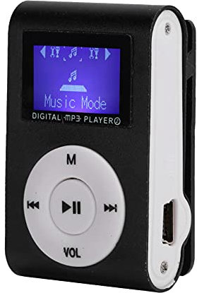 Ensemble de lecteur MP3, mini musique portable avec clip arrière LCD, lecteur MP4, écran compatible avec carte mémoire, matériau en alliage d'aluminium, carte claire et noire (noir)