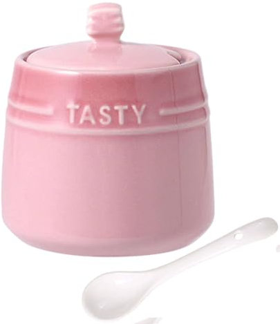 TYMYYS Sucrier Avec Couvercle Et Cuillère, Récipient à Sucre Avec Cuillère, Sucriers Pour Comptoir, Bol à Sel En Céramique Avec Couvercle-rose-240ml/8.5oz