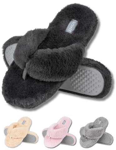 soxo Chaussons Femme Tongs En Peluche Claquettes Ete Confort Pantoufles Invité Chausson 39/40 Graphite