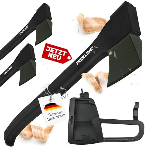 TREKLINE Spaltaxt, Spalthammer [ ErgoFiber™ - Glasfaserverstärkter Griff ] MilitaryCast, Inklusive Klingen-/Transportschutz, Antihaftbeschichtet, Hochwertige Stahl-Klinge [77cm; 2.3 kg]