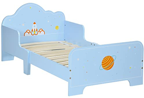 ZONEKIZ Letto per Bambini 70x140 cm con Sponde Anti-Caduta, Azzurro