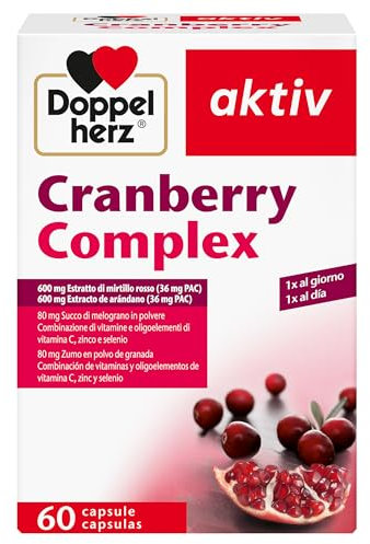 Doppelherz Cranberry Complex - Vitamina C, zinc y selenio como contribución al funcionamiento normal del sistema inmunitario - 60 cápsulas
