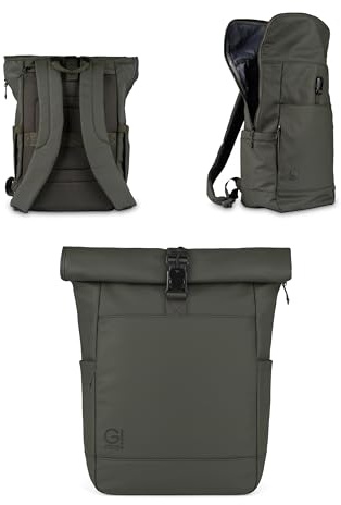 G!mid - Rolltop-Rucksack (37 Liter) - Wasserabweisend & robust - Magnetverschluss, Laptopfach mit Organizer & Flaschenhalterung - gepolsterte Gurte & Rückseite mit Lasche für Trolley - 5 Fächer