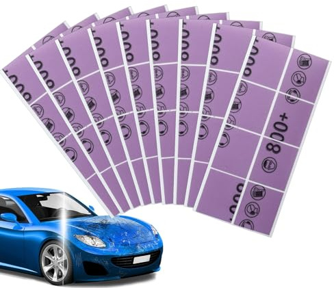 Papier abrasif pour voiture - Papier abrasif humide - 72 feuilles de base en tissu pour phares, réparation de meubles, armoires, travaux manuels