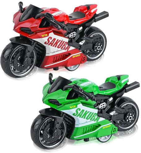 CBOSNF Toy Motorcycles, Alloy Motorcycle Model, Pull Back Moto Jouet, for Kids Gifts Collection Motorcycle Toys Model - 2PCS