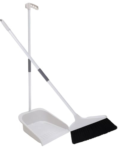 ASAKKURA Set di Scopa Morbida Pavimento Paletta e Pennello Broom Indoor Spolverini per La Pulizia Paletta per La Pulizia Spazzatrice per Pavimenti Pulito Polvere L'animale Bianca