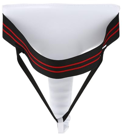 AMONIDA Tiefschutz für Damen, Schützender Suspensorium für Taekwondo, Boxen, Karate, Sanda, Schrittschutz aus PU-Leder für Damen, Weiß S M L XL (S)