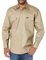 Wrangler Men's Cowboy Cut Western Long Sleeve Snap Work Shirt Firm Finish Shirt, Khaki, M