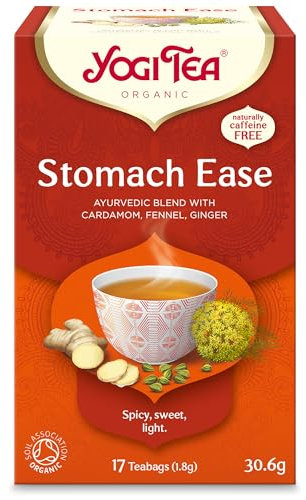 Yogi Tea, Stomach Ease, Organic Herbal Tea, Naturally Caffeine Free, Blend of Cardamom, Fennel and Ginger, 17 Tea Bags