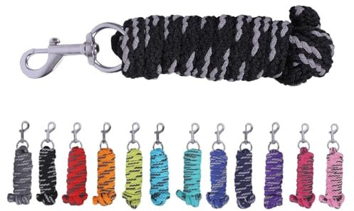 NETPROSHOP Anbindestrick Pferde Führstrick mit Karabinerhaken 2 Meter, Farbe:Schwarz