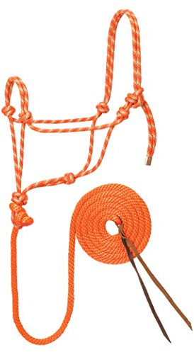 Weaver Leather Diamond Braid Rope Halter and Lead, Orange/Mint