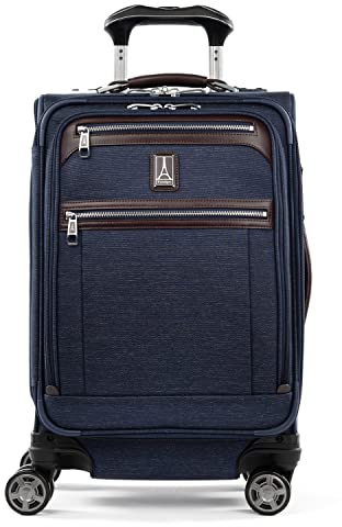 Travelpro Platinum Elite Softside Expandable Luggage, 8 Wheel Spinner Suitcase, USB Port, Fits up to 15 Laptop, Men and Women, Business Plus, True Navy Blue, Carry-On 20-Inch, Platinum Elite Softside