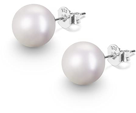 Gold Gala Orecchini Donna in Argento 925 Rodiato con Perle Bianche (10 mm)
