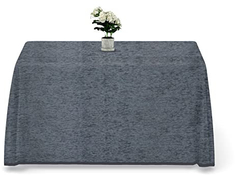 LUA VIKA Falda Mesa Camilla Rectangular Chenilla, Ropa Mesa Camilla Rectangular, Color Gris, 70x120 cm