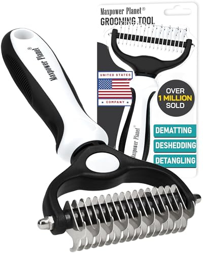 Maxpower Planet Pet Grooming Brush - Double-Sided Undercoat Rake for Dogs and Cats, Extra Wide, Reduces Shedding by 95%, White