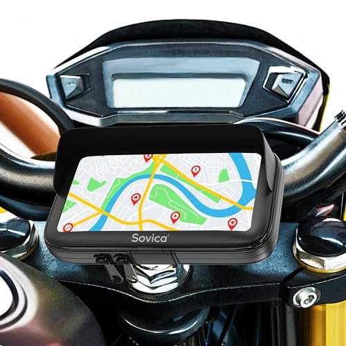 Handyhalterung Motorrad wasserdicht gültig für Lenker Aller Dicken und Formen Hülle mit Visier Gültig für Smartphones bis 7,5 Motorrad handyhalterung
