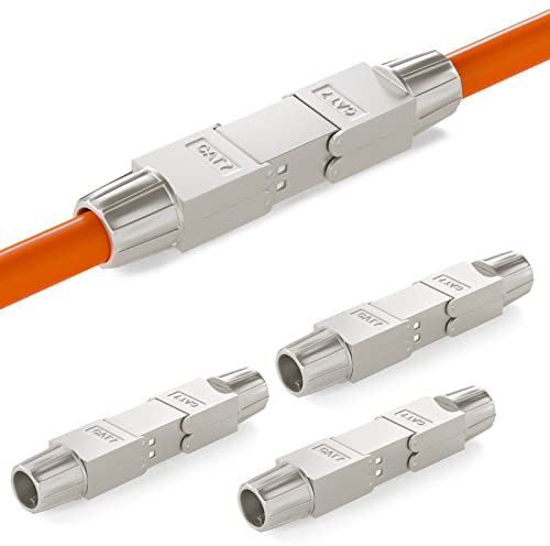 HB-DIGITAL 4x LSA werkzeugloser Netzwerkkabelverbinder Cat.7 STP feldkonfektionierbare Kupplung Adapter Verlängerung für LAN Verlegekabel Ethernet Installationskabel CAT 7