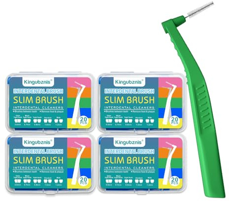 OUMJCING Interdental Brush,Angle Dental Brush Cleaner Toothpick Flossing Head Tooth Cleaning Tool with Portable Case for Tooth Cleaning (Tight Teeth) (Tight Teeth) (Tight Teeth) (Green)
