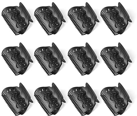 Hivexagon 12 Stücke Lockenwickler Clips, Lockenwickler Klammern, Lockenwickler Halter für Kleine Mittlere Große und Jumbo Lockenwickler Schwarz