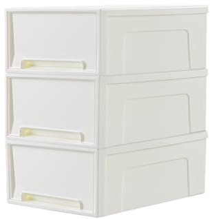 Cetomo 30L*3 Cassettiera, Cassetto di Stoccaggio, Cassetti Plastica Scatola, Organizzatori, Scatola di Stoccaggio, Torre Impilabile per Ufficio, Dormitorio, Documenti, PP, Bianco, 30L-3 Unità
