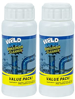 Wild Tornado Pipe Dredge,Powerful Sink Cleaner Powder Fast Foaming for Kitchen Toilet Pipeline Quick Cleaning Tool（2pcs）