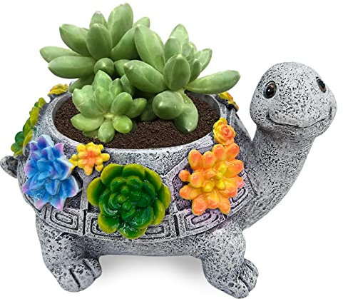Gartendeko Schildkröte Sukkulenten Blumentopf Niedlichen Tierförmigen Blumentöpfe Dekoration Harz Kaktus Pflanze Töpfe für Home Office Schreibtisch Mini Ornament Blumentöpfe Balkon Deko