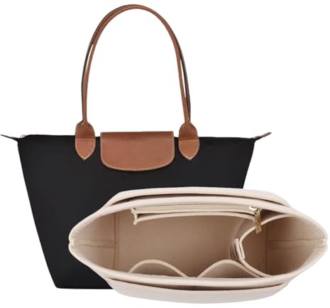 D.DUO Bag Insert Organizer, purse accessories, Suitable For Longchamp long handle tote organizer (Beige,M(LongHandle))