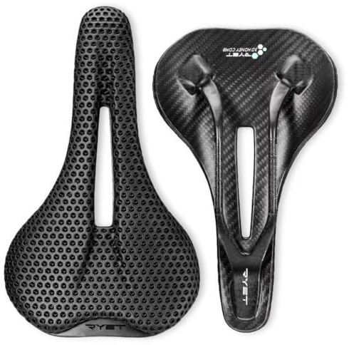 3D Printed Full Carbon Fiber Bike Saddle,Breathable/Waterproof/Light Unisex Cushion Seat for BMX, MTB & Road-Black (Carbon Fiber 0.33lb)