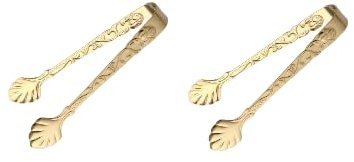 2 pinzas doradas para servir, pinzas de azúcar con mango de alivio de rosas vintage, pinzas de azúcar de acero inoxidable, pinzas de azúcar para té, café, aperitivos, postres, pinzas de azúcar