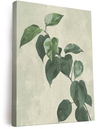Elivita Golden Pothos Houseplant Boho Art Design 2 Vertical Canvas Art Print Home Decor Pictures Poster for Bedroom Living Room Bathroom Office With Framed Ready to Hang