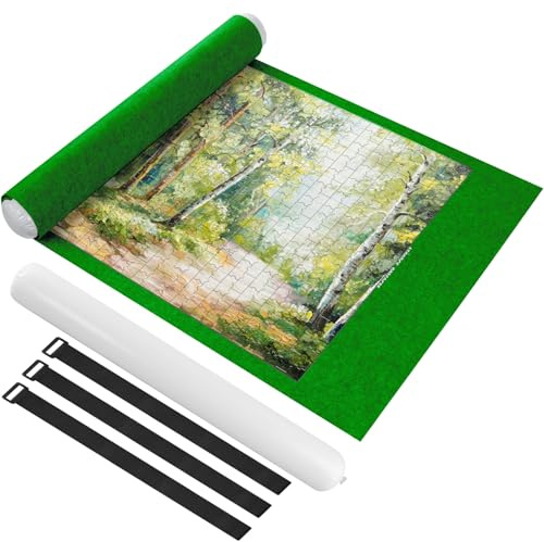Ainiv Tappetino in feltro a forma di puzzle, portatile, per riporre fino a 1500 pezzi, con linee ausiliarie, pieghevole, per bambini e adulti
