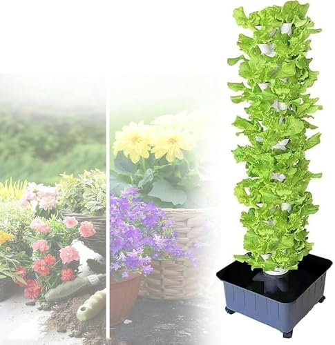 RRrawgff Tour aéroponique pour Herbes, Fruits et légumes, 15 Niveaux, 45 Positions Plantes, avec Pompe d'hydratation et réservoir d'eau Amovible