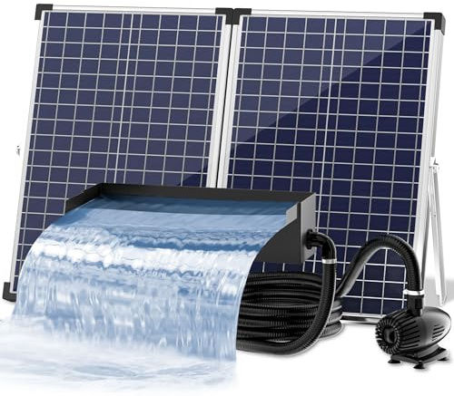 Biling Set de 70 W solar para estanque, cascada, 30 cm, acero inoxidable, bomba de rebosadero, cascada y tubo duradero, decoración para estanques de koi, piscina, arroyos, estanques de jardín, terraza