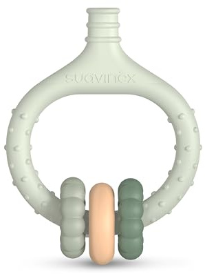 Suavinex, Masajeador de Encías para Bebés, Mordedor de Silicona, Anillo de Dentición, Alivia y Calma las Encías, Con Relieves y Texturas, Ergonómico, Ligero, Apto Lavavajillas, +0 Meses, Verde