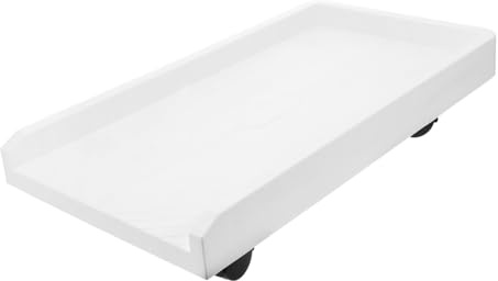 FUNNETOYU Computer Tower Stand with Swivel Brake Casters Movable CPU Riser for Carpeted Floors and Under Desk Use Stable Elevated Desktop PC Holder with Locking Wheels Modern White Base