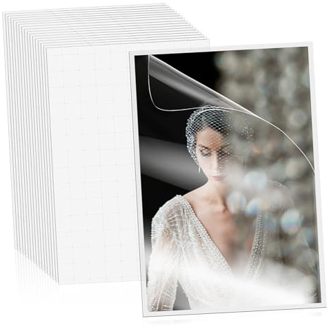 Gatuida 50 Fogli per Laminazione Fotografica Autoadesivi Superficie Liscia senza Bolle in Pvc per Plastificatrice Fai da Te e Protezione Documenti