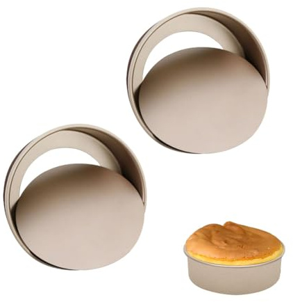 LUPATDY Rund bakform, rund bakform, 2 stycken fjäderformsset, kakform med kakform i rostfritt stål och non-stick-beläggning, lämplig för kakor, brownies, tårtor, lasagned (gyllene 15 cm/6 tum)
